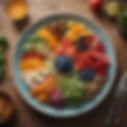 A colorful plate of fresh, nutritious foods arranged artfully