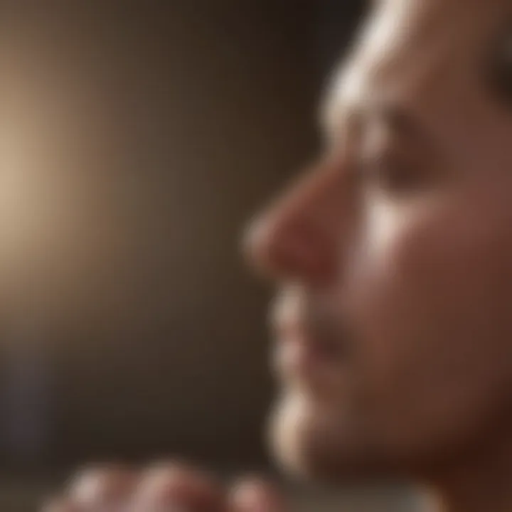 A close-up of a person practicing meditation with a focused expression