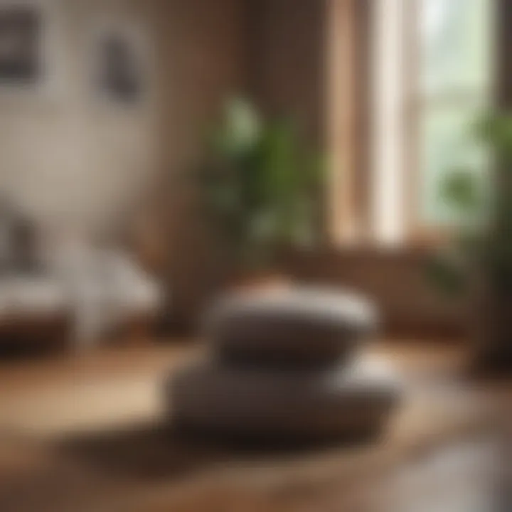 Meditation cushions arranged for practice