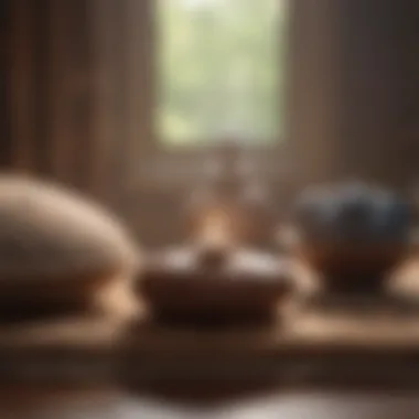 An array of meditation tools including cushions and beads