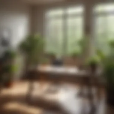 Creating a Calming Workspace Calm workspace with plants and natural light promoting well-being