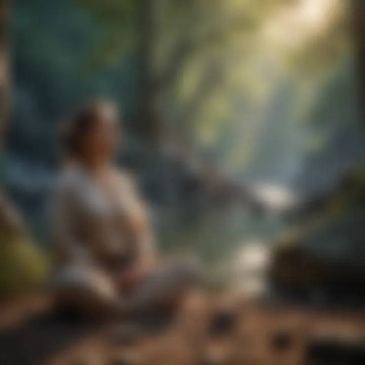 An individual practicing mindfulness meditation in a peaceful setting