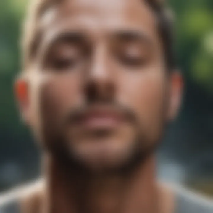 A peaceful person engaging in mindful breathing