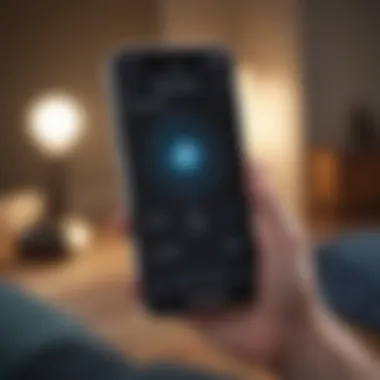 Navigating a Cognitive-Behavioral Therapy App A smartphone displaying a cognitive-behavioral therapy app interface.