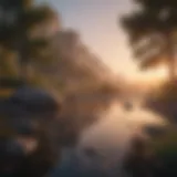 A serene landscape featuring calming colors and gentle nature elements.