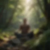 Peaceful scene of a person meditating in nature