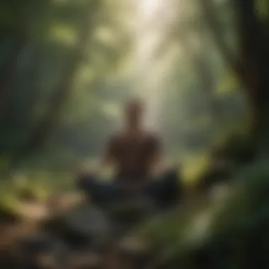 Peaceful scene of a person meditating in nature