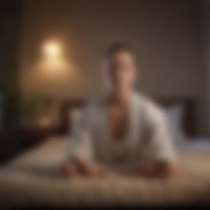 An individual practicing mindfulness meditation before sleep