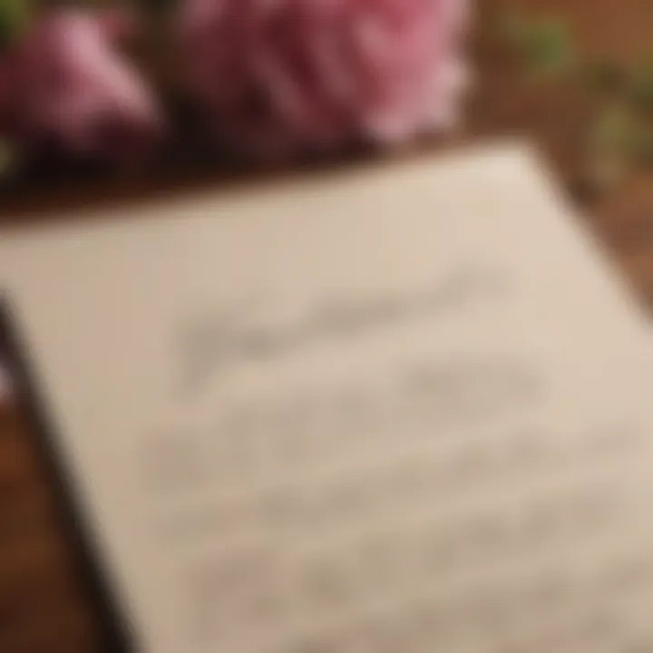 A close-up of a handwritten gratitude note with flowers.