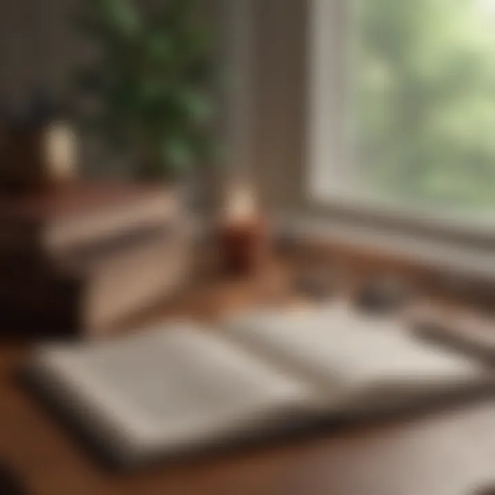 An open journal with a pen resting beside it, inviting reflection.