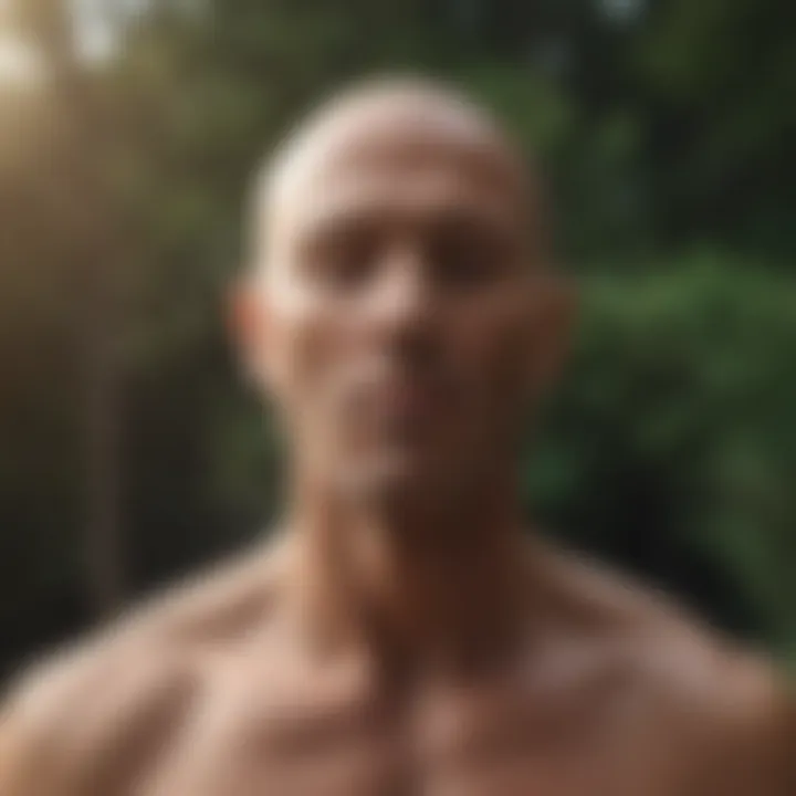 Breathing exercises illustrated in a peaceful setting