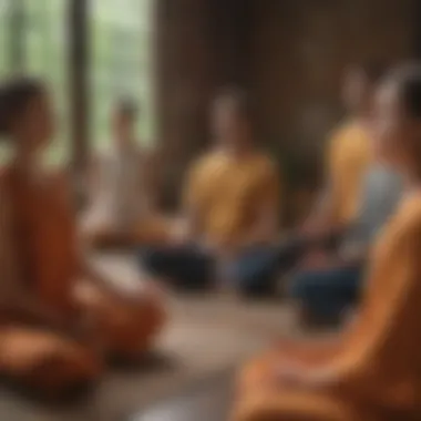 Diverse group engaged in meditation session