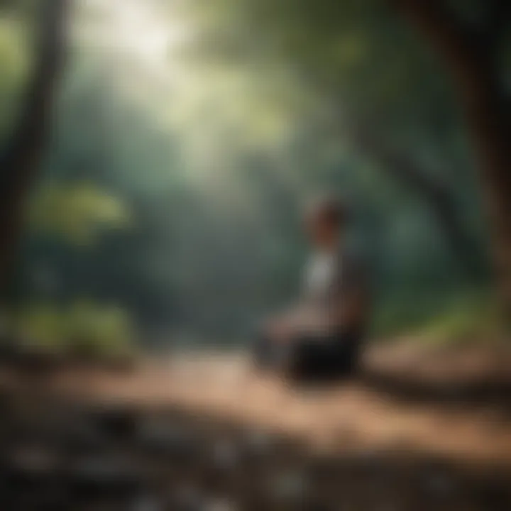 A person meditating in a serene environment, emphasizing self-awareness