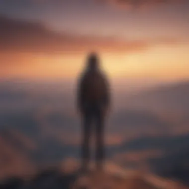 Embracing New Horizons A person standing at a peak overlooking a vast horizon