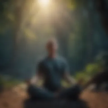 A person meditating in a peaceful setting