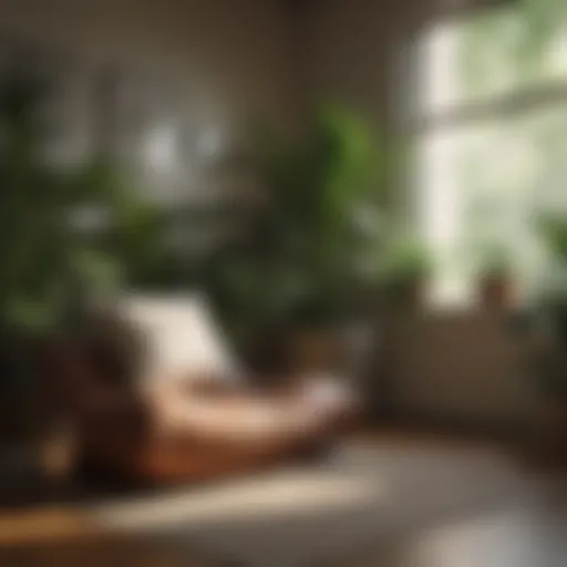 A serene meditation corner with cushions and plants