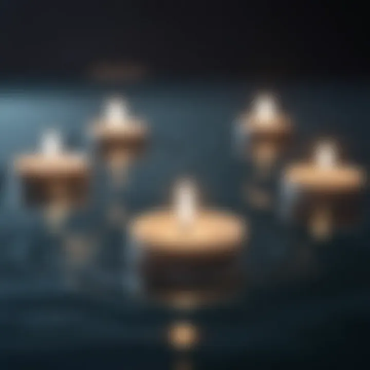 Calm water with floating candles symbolizing peace