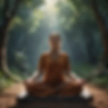Individual in deep meditation against a natural backdrop