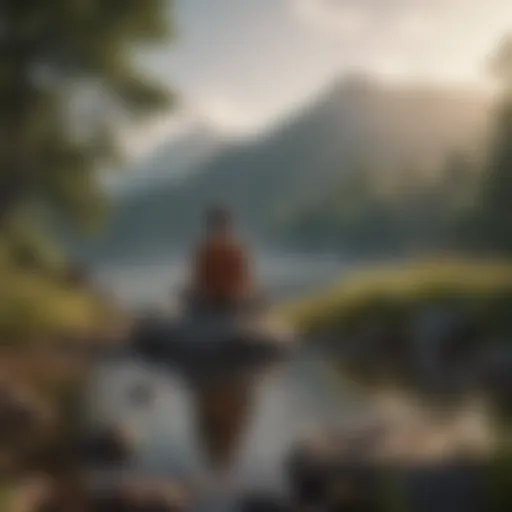 Tranquil landscape promoting mindfulness