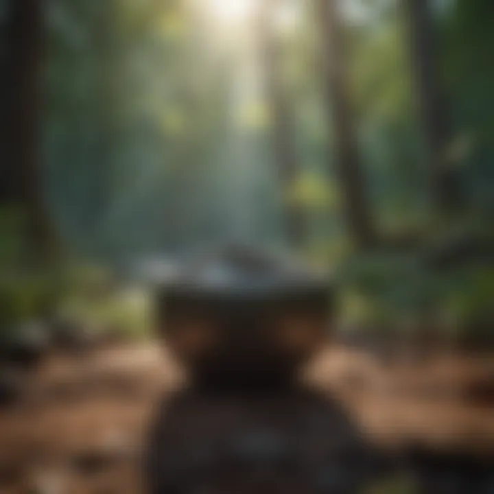 A serene nature scene depicting mindfulness practice