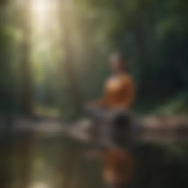A serene setting with a person meditating, representing mindfulness and emotional regulation