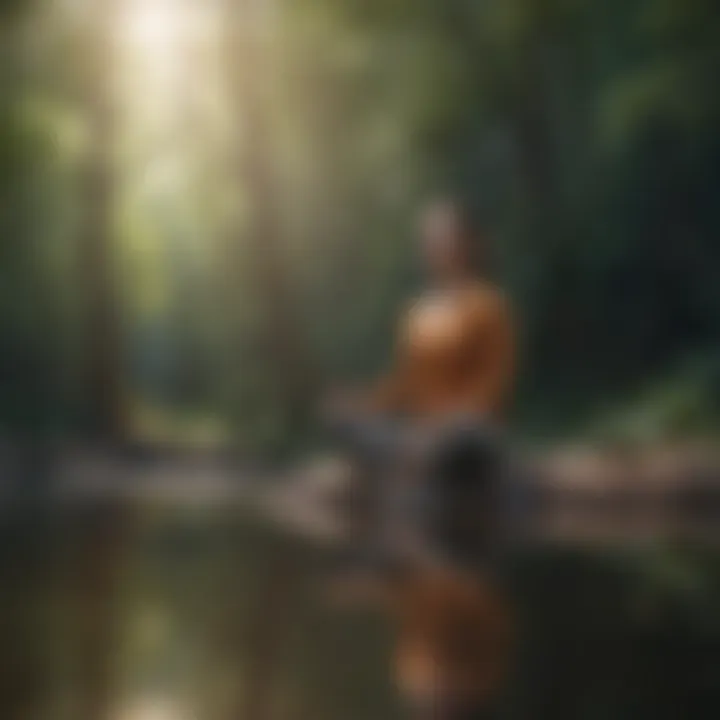 A serene setting with a person meditating, representing mindfulness and emotional regulation