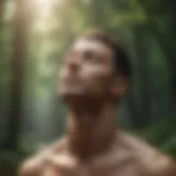 Person practicing deep breathing outdoors