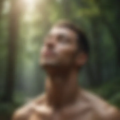 Person practicing deep breathing outdoors