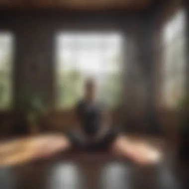 Finding Calm: Mindfulness Amidst Chaos A serene meditation space contrasting a chaotic mind.