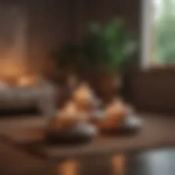 Tranquil meditation space with cushions and candles