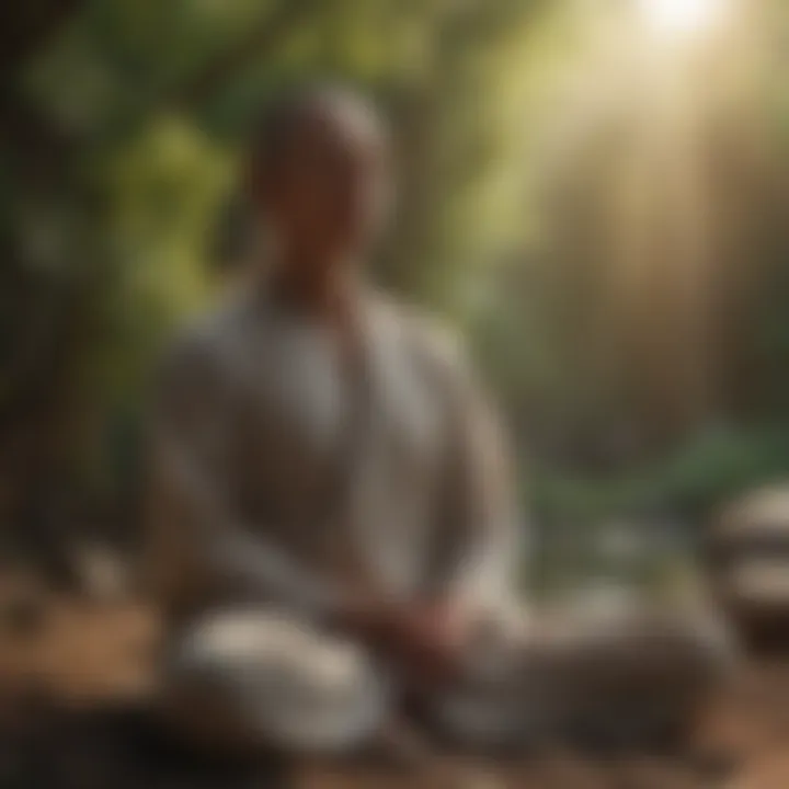 Close-up of a person meditating in a peaceful setting