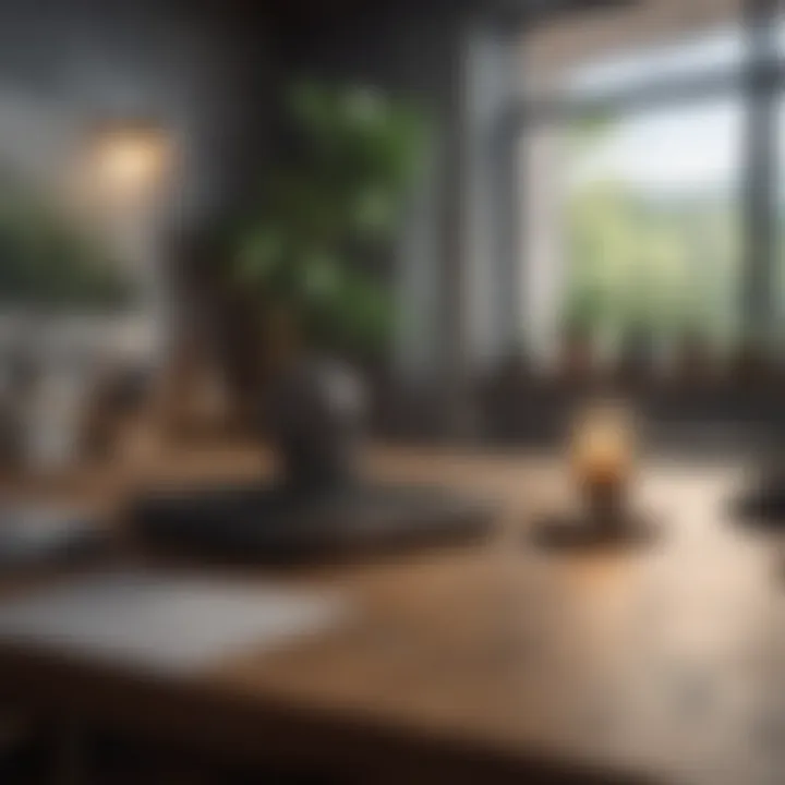 A peaceful workspace with elements promoting a calming environment