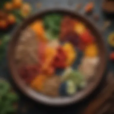 Nutrient-Rich Foods for Anxiety Management A vibrant plate filled with colorful, nutrient-rich foods
