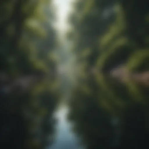 Calm landscape with serene water and lush greenery
