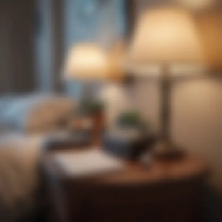 An illustration of a sleep hygiene checklist on a bedside table