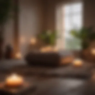 Meditation Space for Relaxation A tranquil meditation space featuring cushions and candles