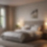 A serene bedroom setting with soft lighting and calming colors