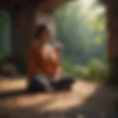 Embracing Mindfulness through Meditation An illustration of meditation in a peaceful environment, illustrating mindfulness