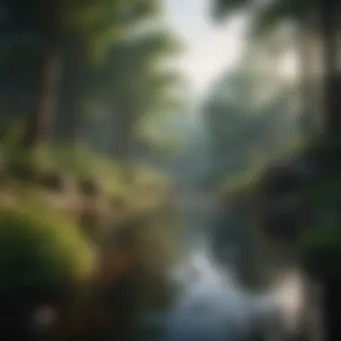 Promoting Mindfulness Through Nature A serene landscape promoting mindfulness and calmness.