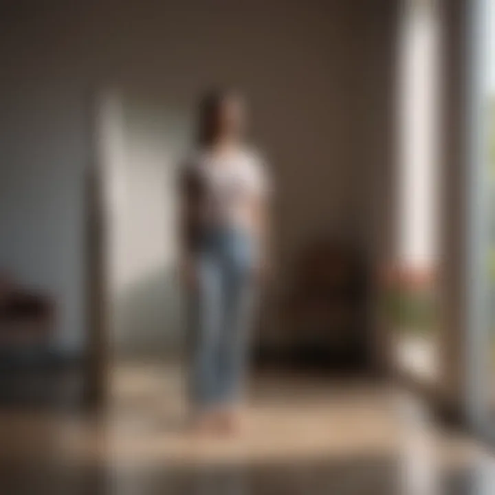 A person standing confidently in front of a mirror, showcasing self-acceptance