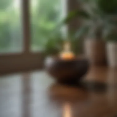 A serene setting for meditation with calming elements like candles and plants.