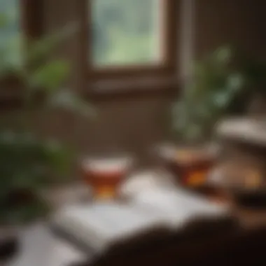 Soothing Rituals to Induce Relaxation Calm herbal tea in a cozy setting with a book