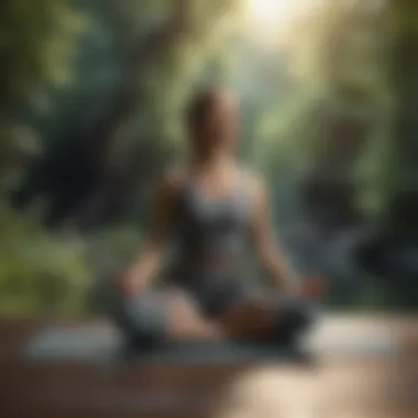 Mindful Movement A serene figure practicing yoga in a tranquil setting, embodying mindfulness.