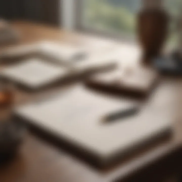 A journal and pen on a table, signifying goal-setting and reflection.