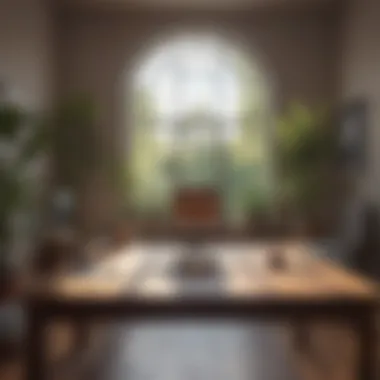 Tranquil Workspace Enhancing Focus A tranquil workspace designed to enhance focus and reduce stress.