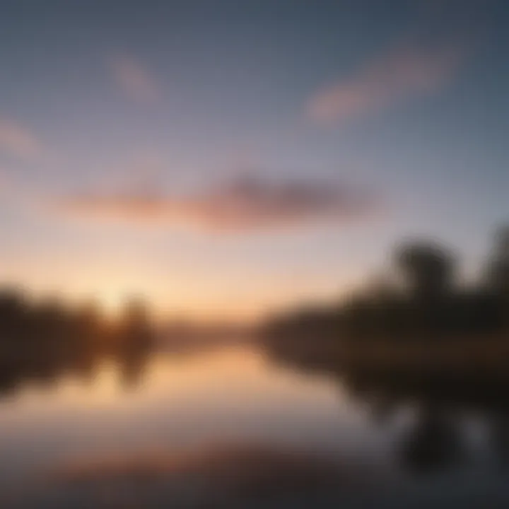 A calming sunset over a peaceful lake, representing mental clarity