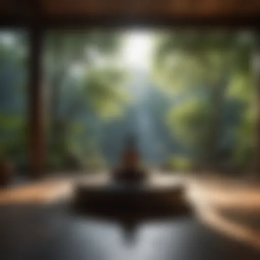 Peaceful meditation space with natural elements