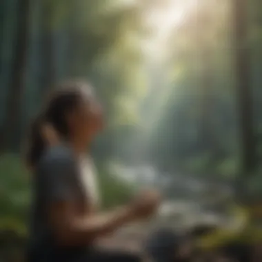 Mindful Breathing in Nature Calm person engaging in mindful breathing outdoors