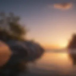 A tranquil scene of nature with a serene sunset
