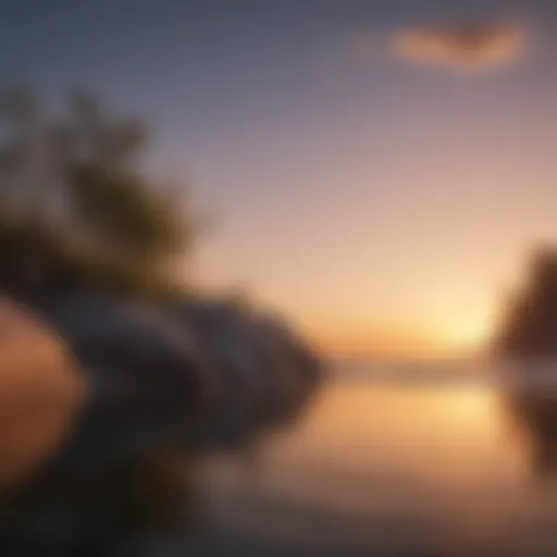 A tranquil scene of nature with a serene sunset